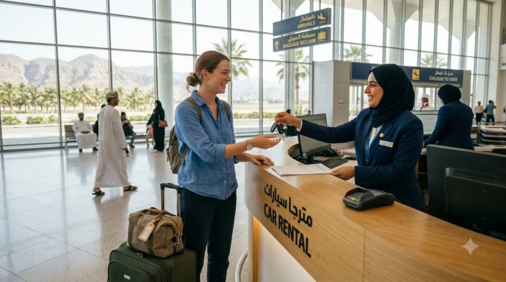 Rental car pickup at Salalah Airport