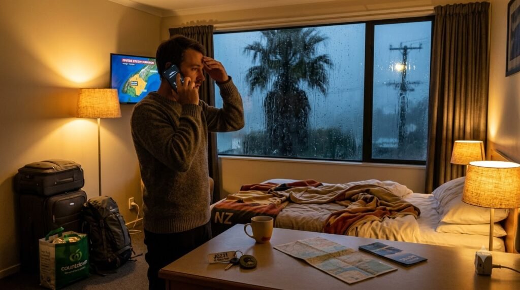 extra accommodation cost due to storm delay domestic travel NZ