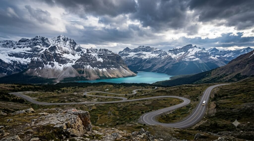 Icefields Parkway scenic drive between Banff and Jasper