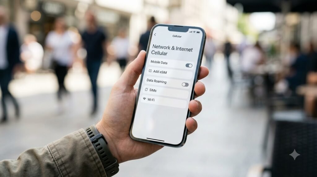 Smartphone settings screen showing the option to add an eSIM