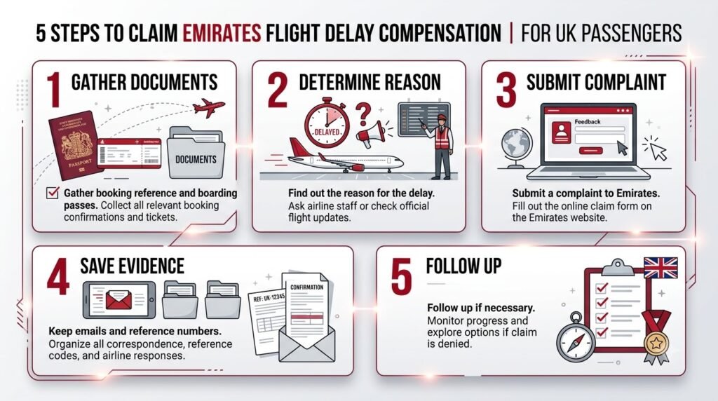 Five-step checklist for making an Emirates flight delay compensation claim