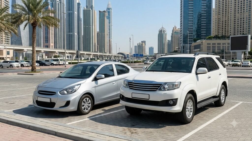 Economy and SUV rental cars available for daily car rental in Dubai