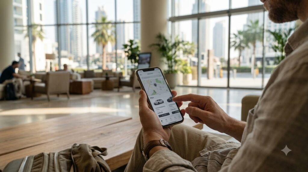 Best app to rent a car in Dubai showing car rental booking options