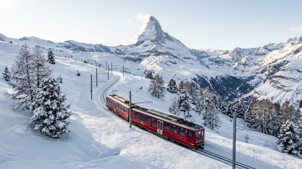 Gornergrat train with Matterhorn in the background