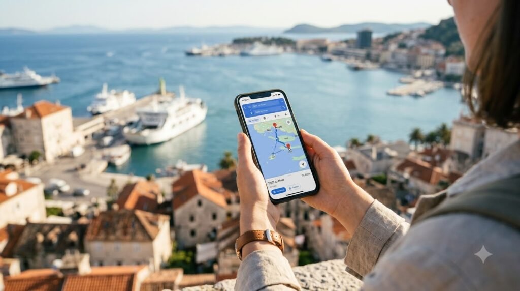 Using eSIM Croatia mobile data for Google Maps navigation from Split to Hvar